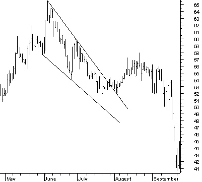 Falling wedge after a top formation